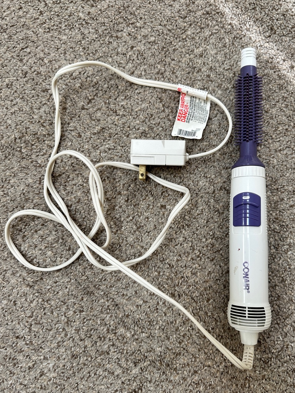 Conair White and Purple Round Hot Air Brush